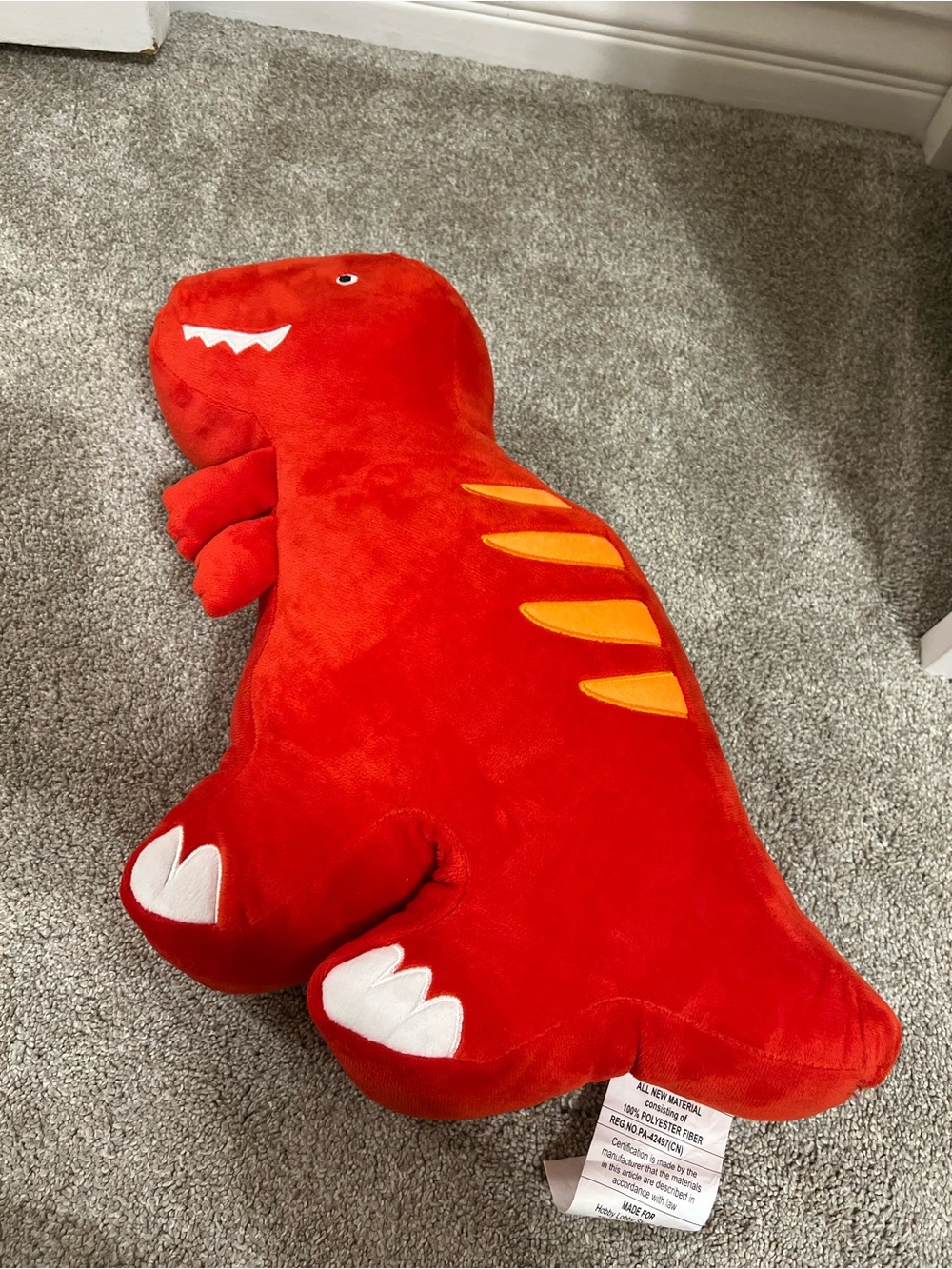Hobby Lobby Store Red Dinosaur Kids Child Plush Pillow Buddy Decor Bedroom ~18"